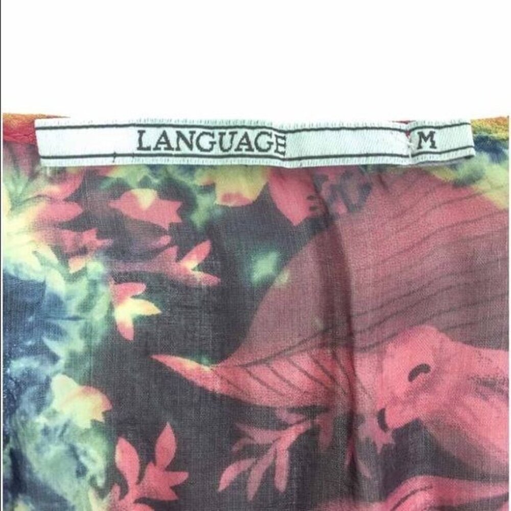 Vintage 90s Language Silk Scoop Neck Long Sleeve Top Boho Grunge Y2K Indie Retro - Picture 6 of 8